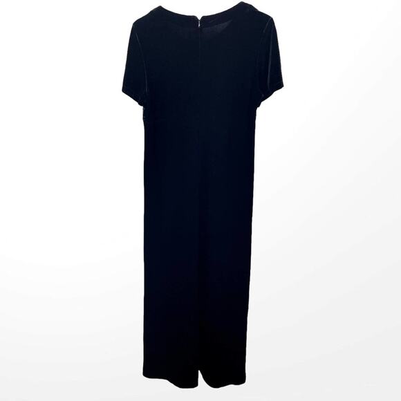 90s FOCUS Vintage Black Velvet Jacket Dress Set with Shoulder Pads - Picture 4 of 14